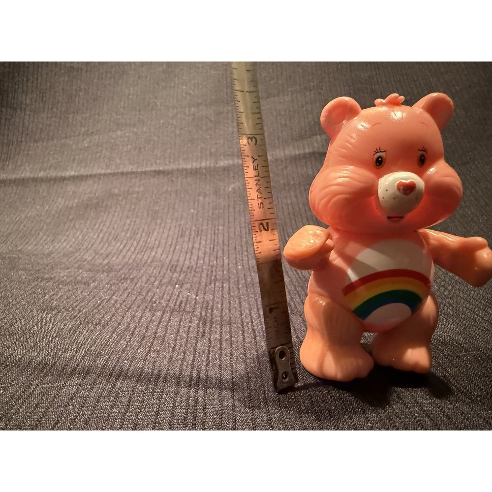 Vintage Care Bear Cheer Bear with Rainbow Figurine Pink 3 Inch Collectible